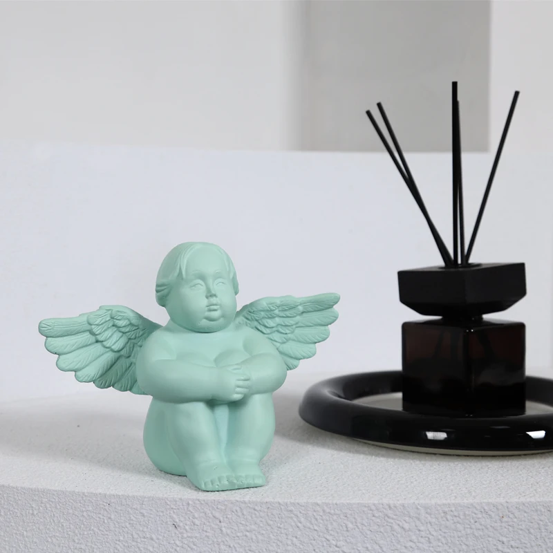 Modern simple blue green angel model room niche Mo Landi tea table soft decorations children's room ornaments