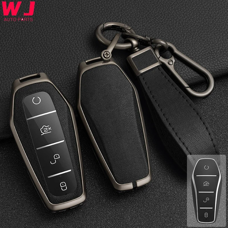 

Zinc Alloy Leather Car Key Case Cover For BYD Qin Plus DMI Yuan ATTO 3 Han EV Dolphin Tang EV600 Song Pro MAX Remote Protector