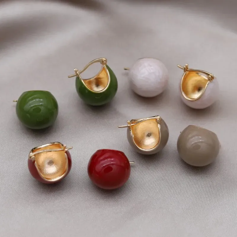 

TUES французские 18-каратные позолоченные U-образные серьги для женщин, элегантные эмалированные круглые украшения, простые повседневные рабочие модные аксессуары, подарок