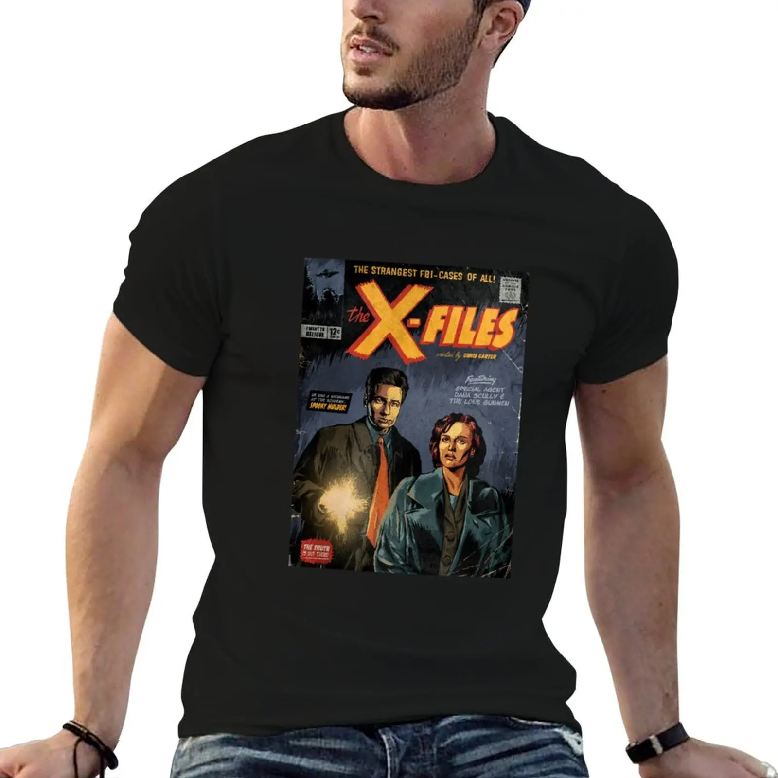 Les X-Files Mulder et Scully T-Shirt Summer Casual Loose T-Shirt