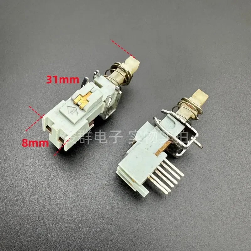 10pcs/ A03 self-locking power switch adjustable lock button double row 6-pin TV straight key power amplifier spring key