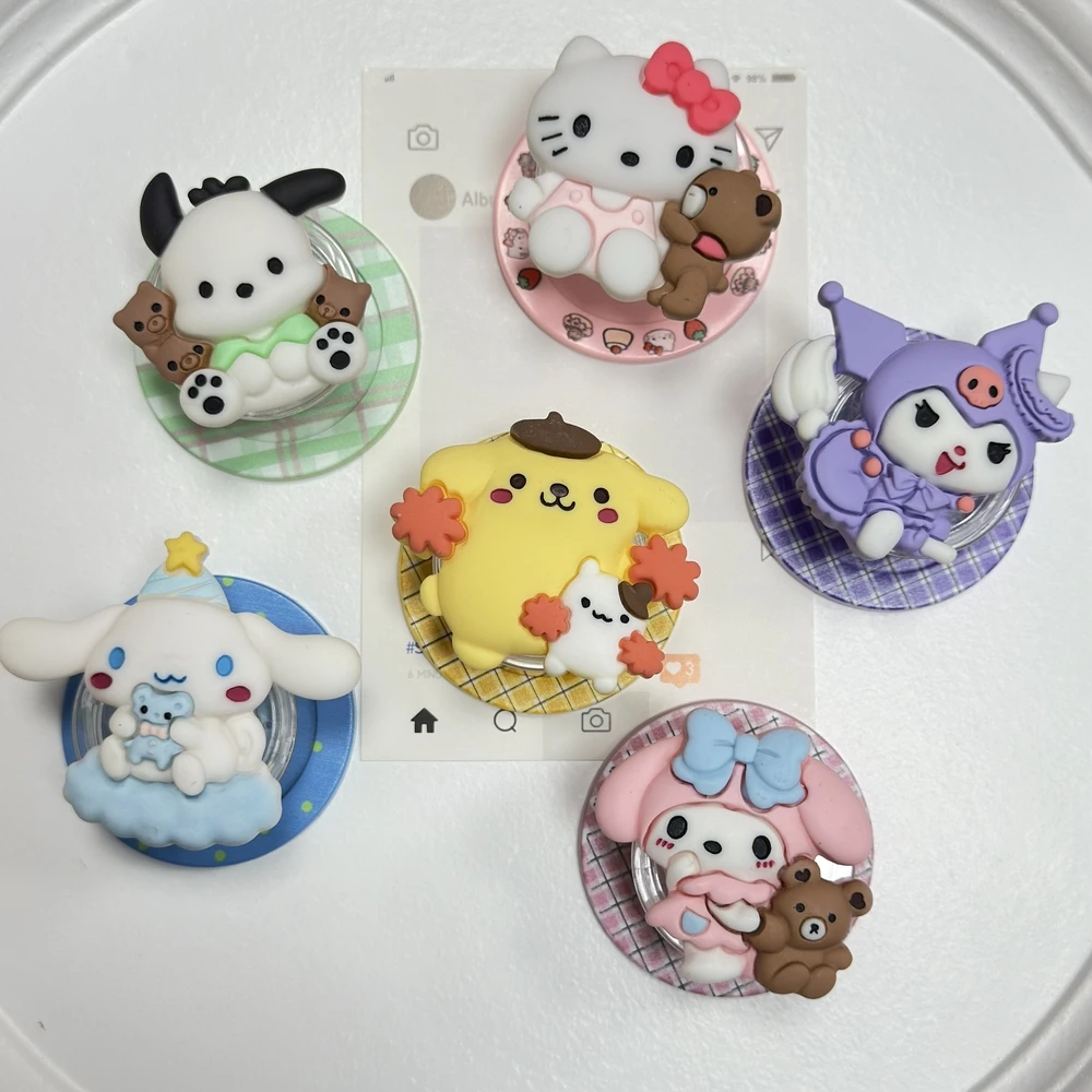 

Магнитный держатель для телефона Sanrio Hello Kitty Kuromi Pochacco Melody для Magsafe, складная подставка для iPhone, держатель для беспроводной зарядки