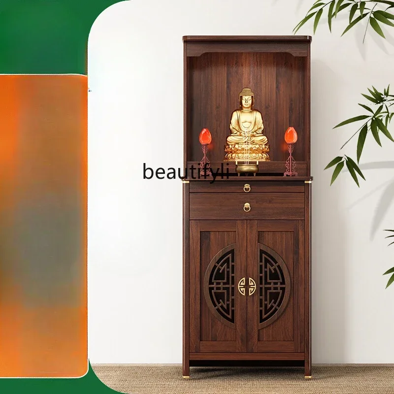 lt Solid wood Buddhist shrine offering table Shentai household incense table Buddha statue table New Chinese Buddhist cabinet