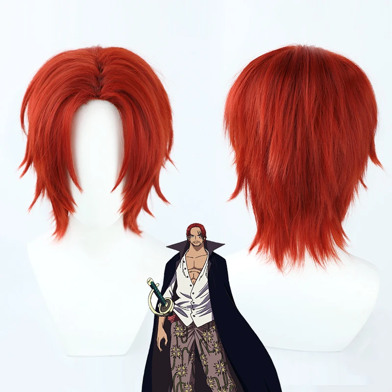 2 Types Anime Akakami no shankusu Cosplay Wig Wine Red Short Heat Resistant Synthetic Hair Wig