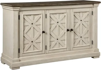 Image Signature Design by Ashley Bolanburg French Country Dining Room Server, Two-tone White & Brown