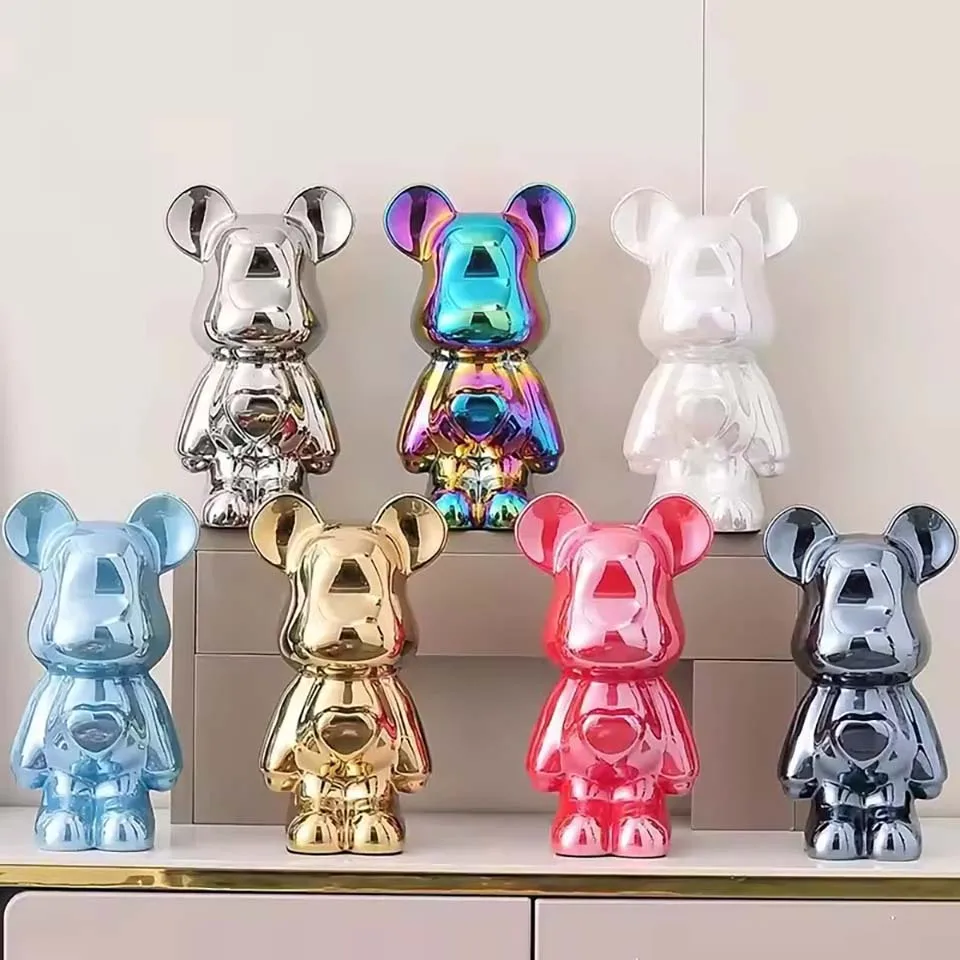 18/28cm Aesthetic Bear brick Ceramic Staute Teddy Bear decor action figure Sculptures Ornament for room Home Decoration Crafts