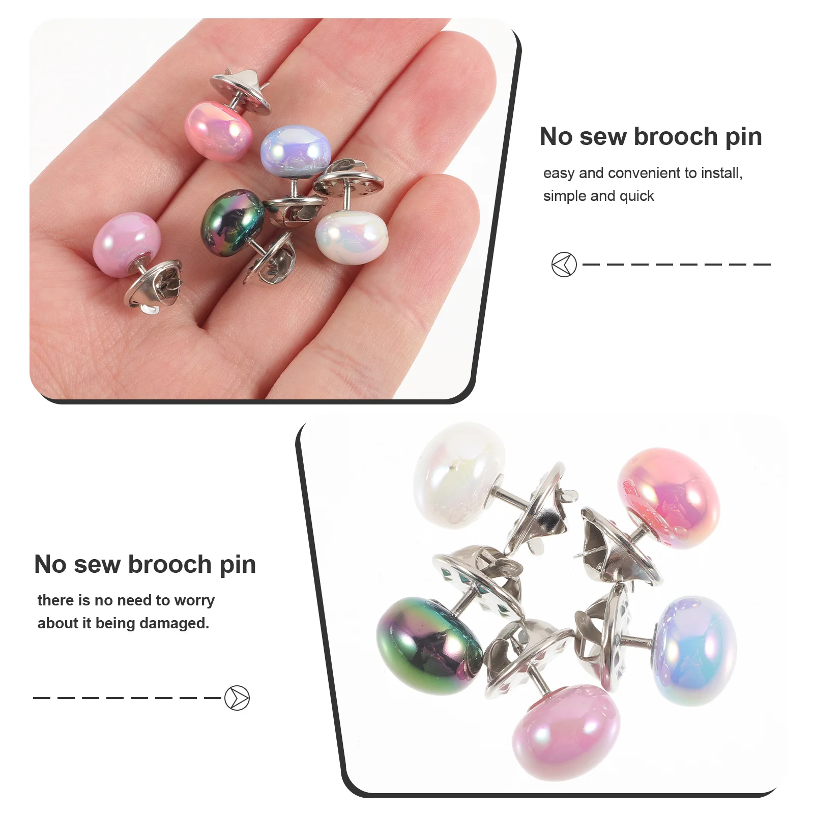 

10Pcs Pearl No Sew Shirt Brooch Buttons Pins Decorative Clips for Clothes DIY Accessories Faux Pearl Button Buttons