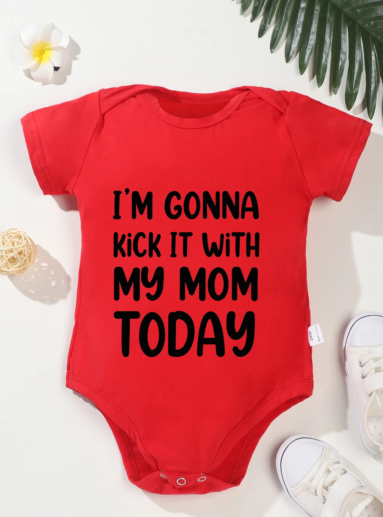 Onesie Jumpsuit Toddler Clothes Baby Infant Newborn Bodysuit Girl Boy Short Sleeve I\'m Gonna Kick It with My Mom Print Romper