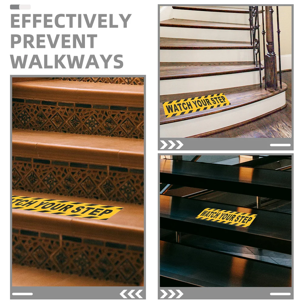 4 pçs assistir seu passo adesivo anti deslizamento piso sinal de segurança fita de cuidado brilhante para escadas corredores shoppings escritórios escolas