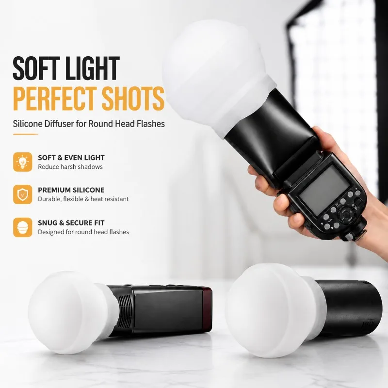 Silicone‑made R22 Flash‑diffuser‑dome Suited for Round‑head Speedlite V1, V1pro, V100, H200R, Portable Light‑softening