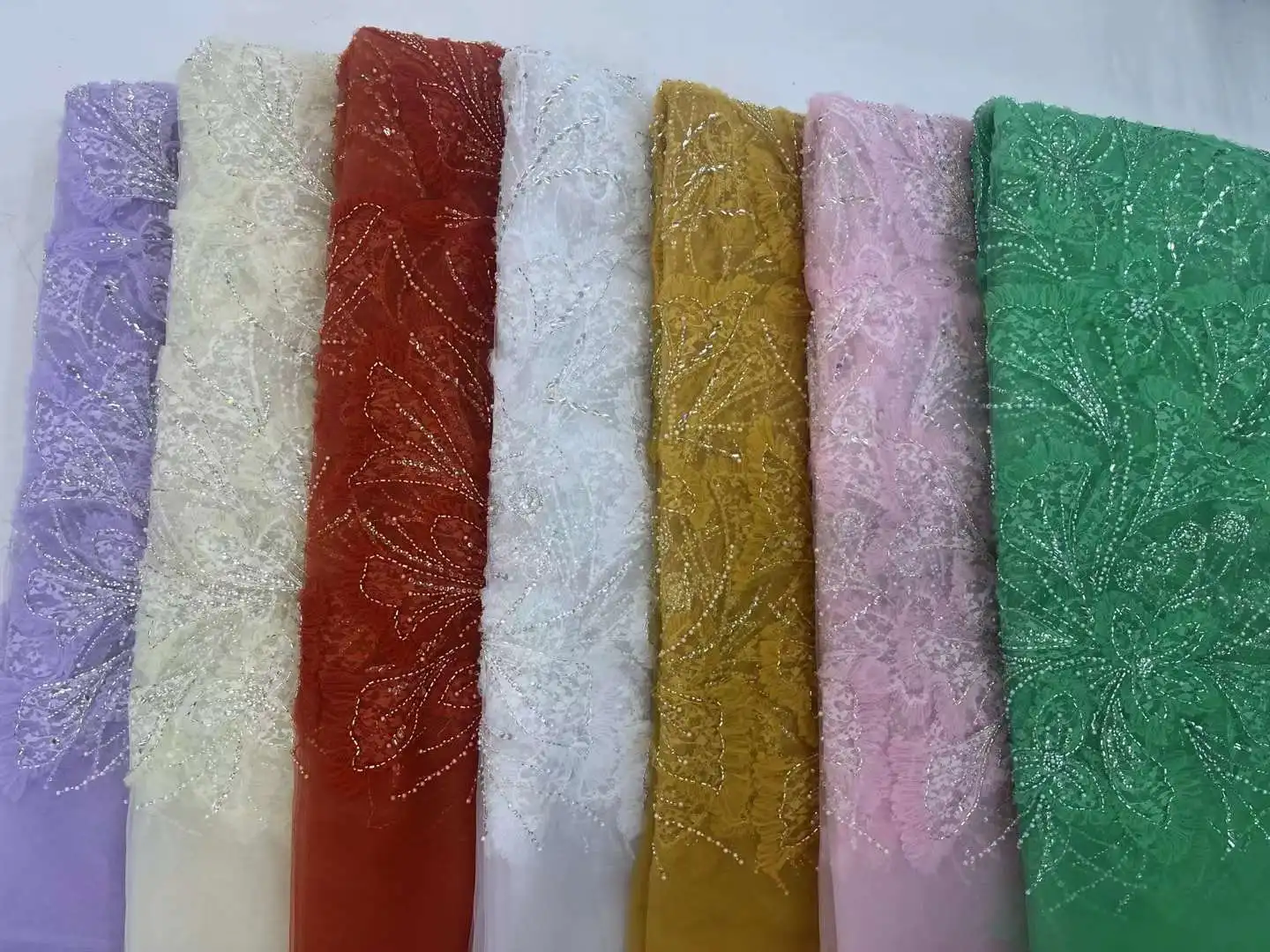 Tissu Africain en Dentelle Perlée, Nouveau Design, Haute Qualité, 3D, Paillettes, Tulle Français, pour Robe de Soirée, 2024