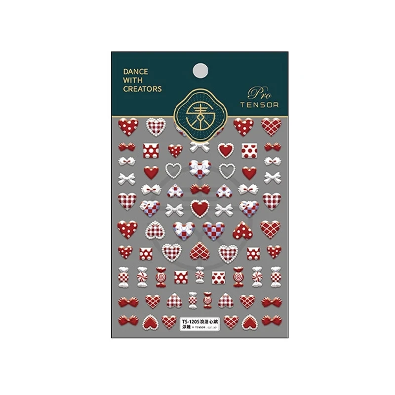 Cute Little Angel Red Love Heart 5D Soft Reliefs Self Adhesive Nail Art Decorations Stickers Delicate 3D Nail Decals Wholesale