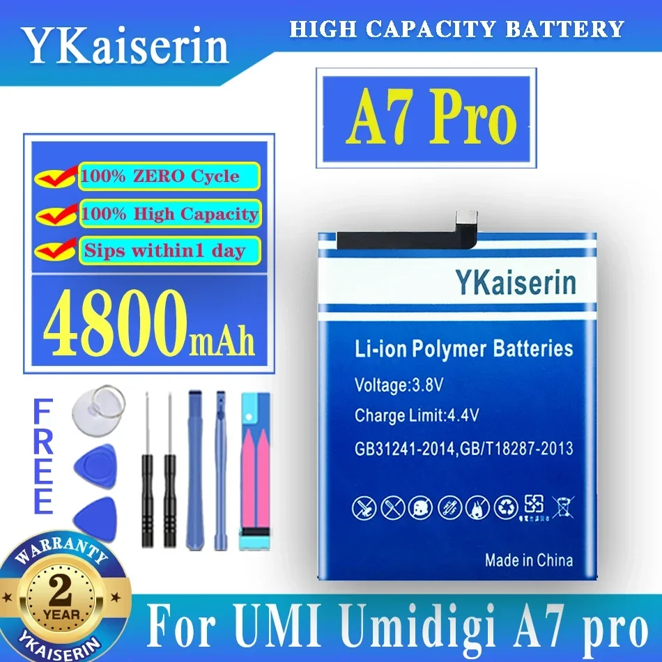 

YKaiserin A 7 Pro 4800mAH Replacement Battery For UMI Umidigi A7 Pro A7pro High Capacity Battery Batterij + Free Tools