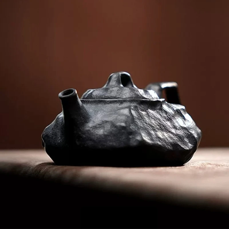 Factory Direct Compatible with Intangible Cultural Heritage Handmade Natural Moraine Teapot Hand Carved New Chinese Stone Pot