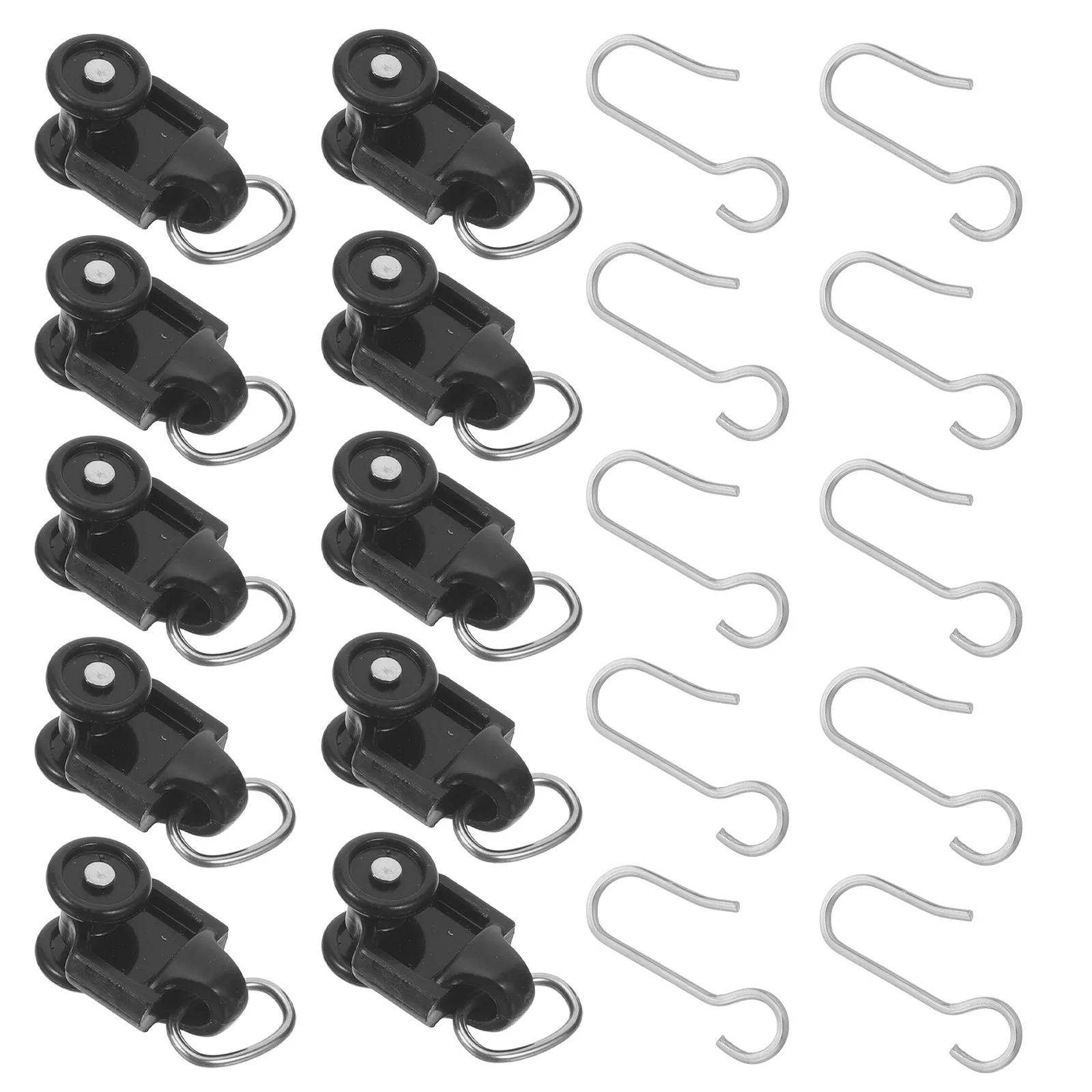 24Sets Ceiling Mount Curtain Track Hooks Twin Wheeled Carrier Rollers for Drapes Shower Curtains Door Curtains Track System