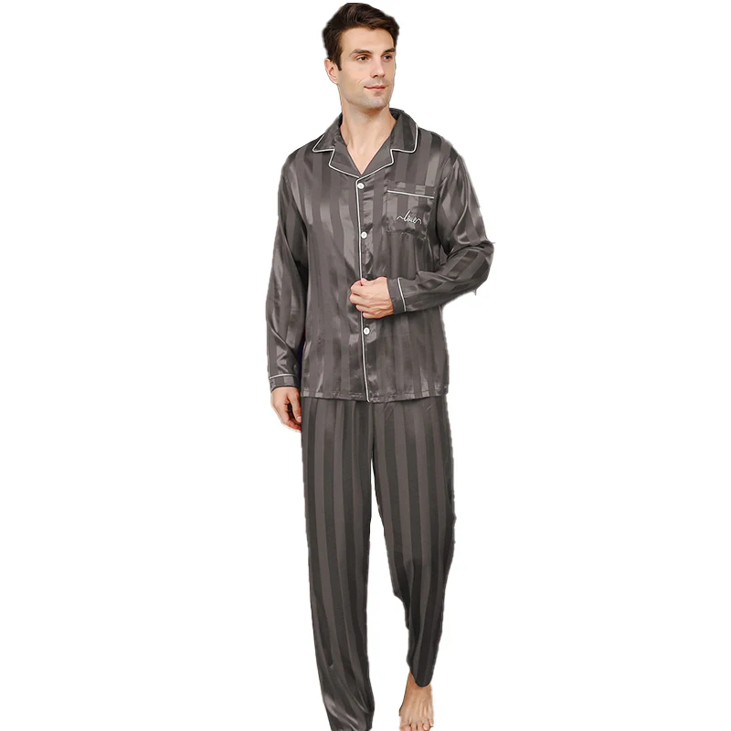 Pijama de gelo manga longa masculino, cardigã fino casual, roupas de casa bonitas, pode usar dois ternos, verão, primavera e outono