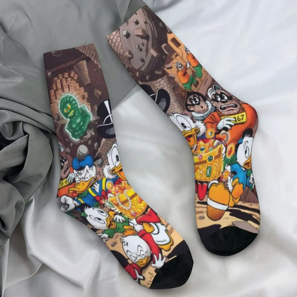 

Носки Scrooge McDuck, зимние чулки, модные мягкие носки для пар, нескользящие носки для спорта на открытом воздухе с принтом