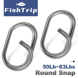 FishTrip 50Pcs Quick Round Snap Clip Stainless Steel Fishing Lures Connectors Silver for Saltwater & Freshwater