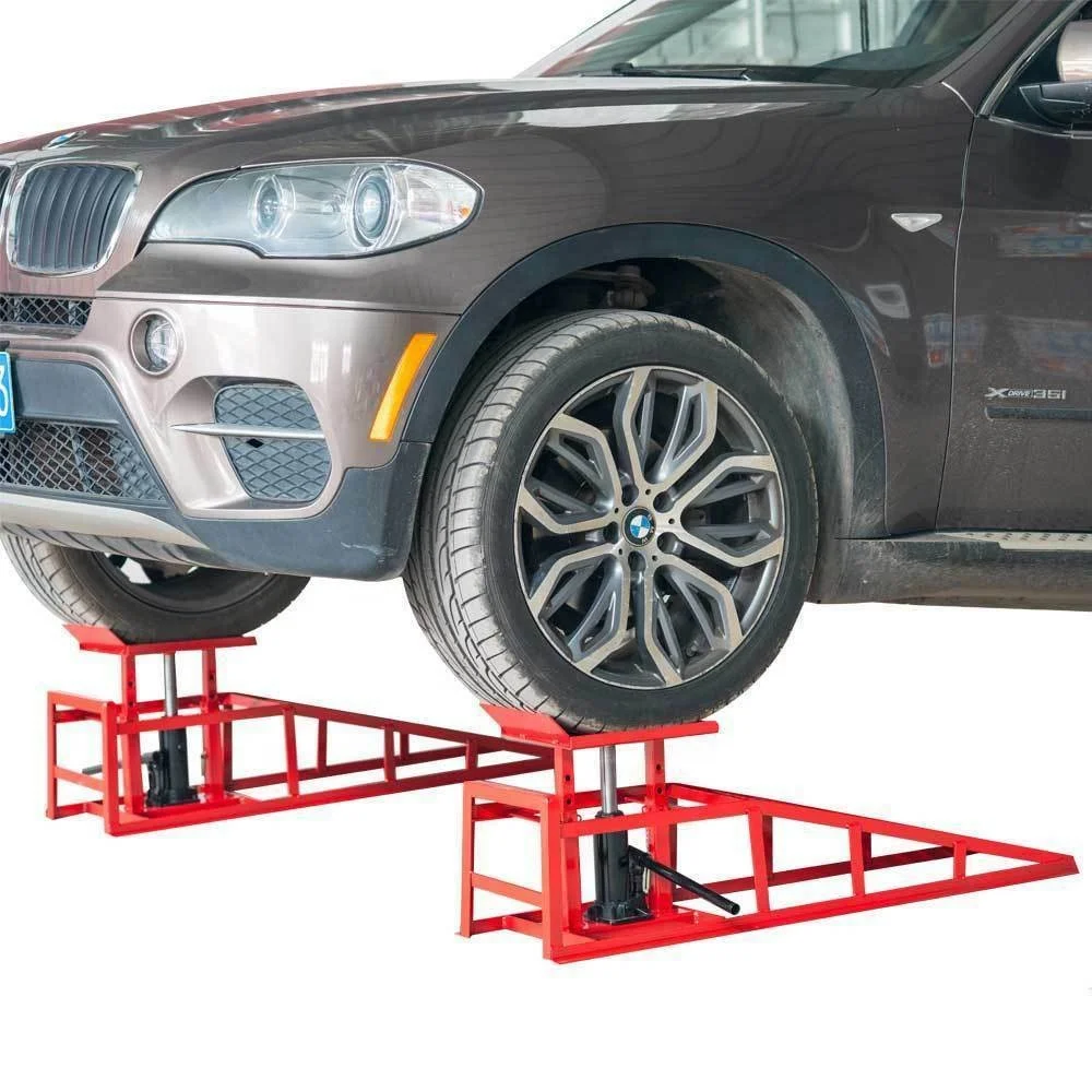 Red Heavy Duty Hydraulic Lift Auto Car Service Lift Ramps Lifts Repair Frame