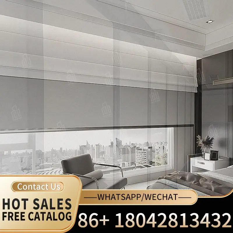 

Manual Blackout Electric Smart Curtains Remote Shades Motor Window Roller Zebra Blinds for Bedroom Living Room Office Rolling Bl