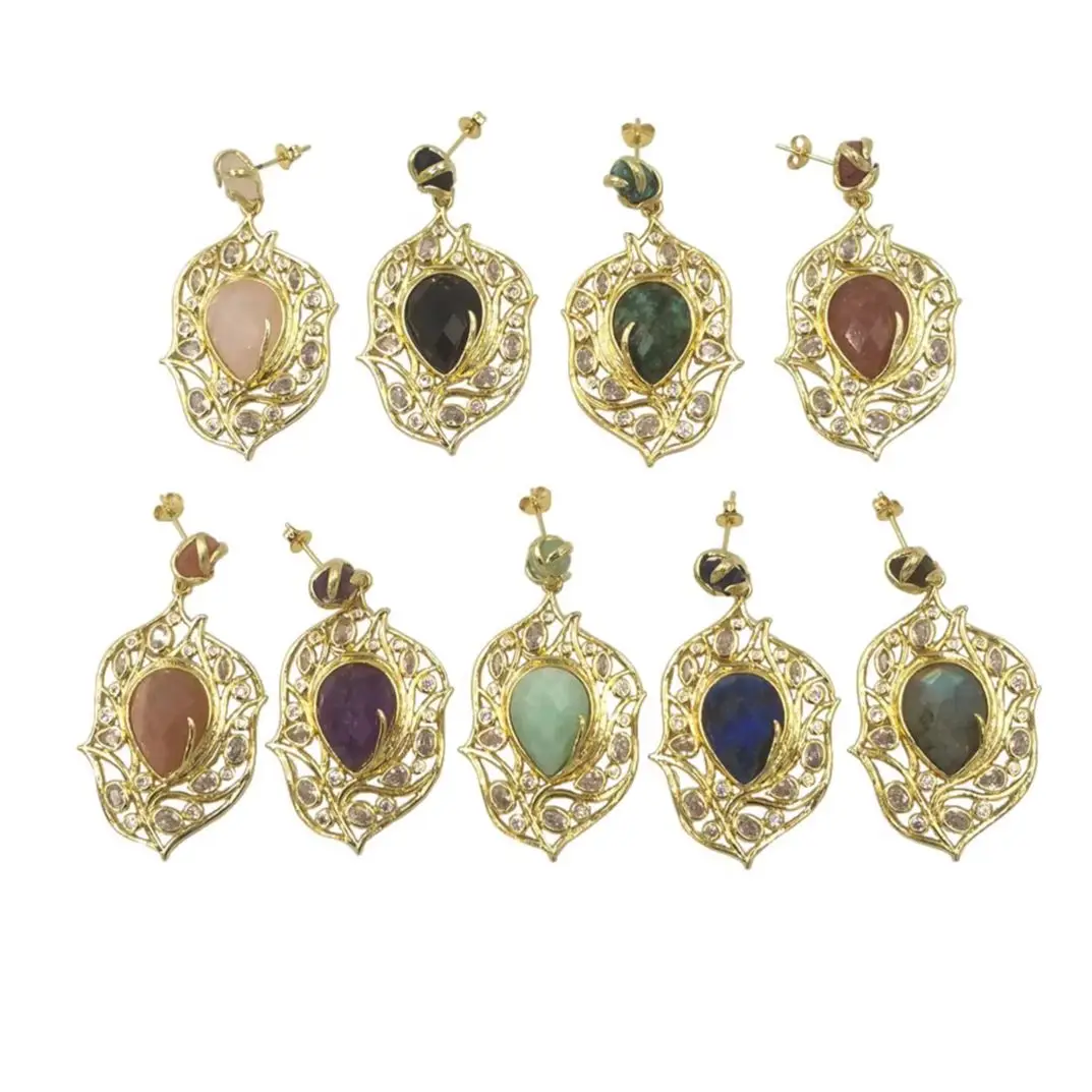 WT-ME090   WKT 2023 Sweet Style Stone& Cubic Zircon Earrings Advanced Design Luxury Jewelry Accessories Girl Style INS