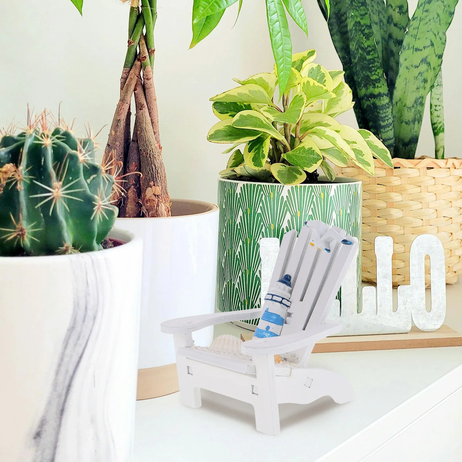 

2pcs Beach Chair Mini Table Adornment Wooden Desktop Decoration For Home Office Living Room Table Decor Unique Gift