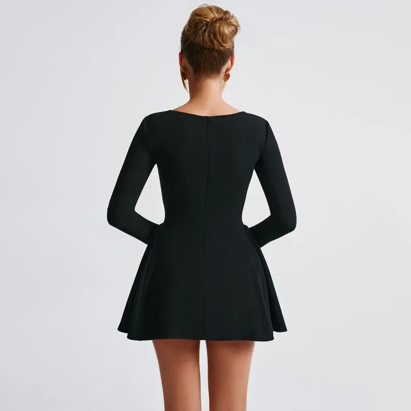 Robe trapèze sexy à encolure carrée pour femme, robe de soirée élégante, sans bretelles, batterie mince, mini, robe éducative, été, 2024