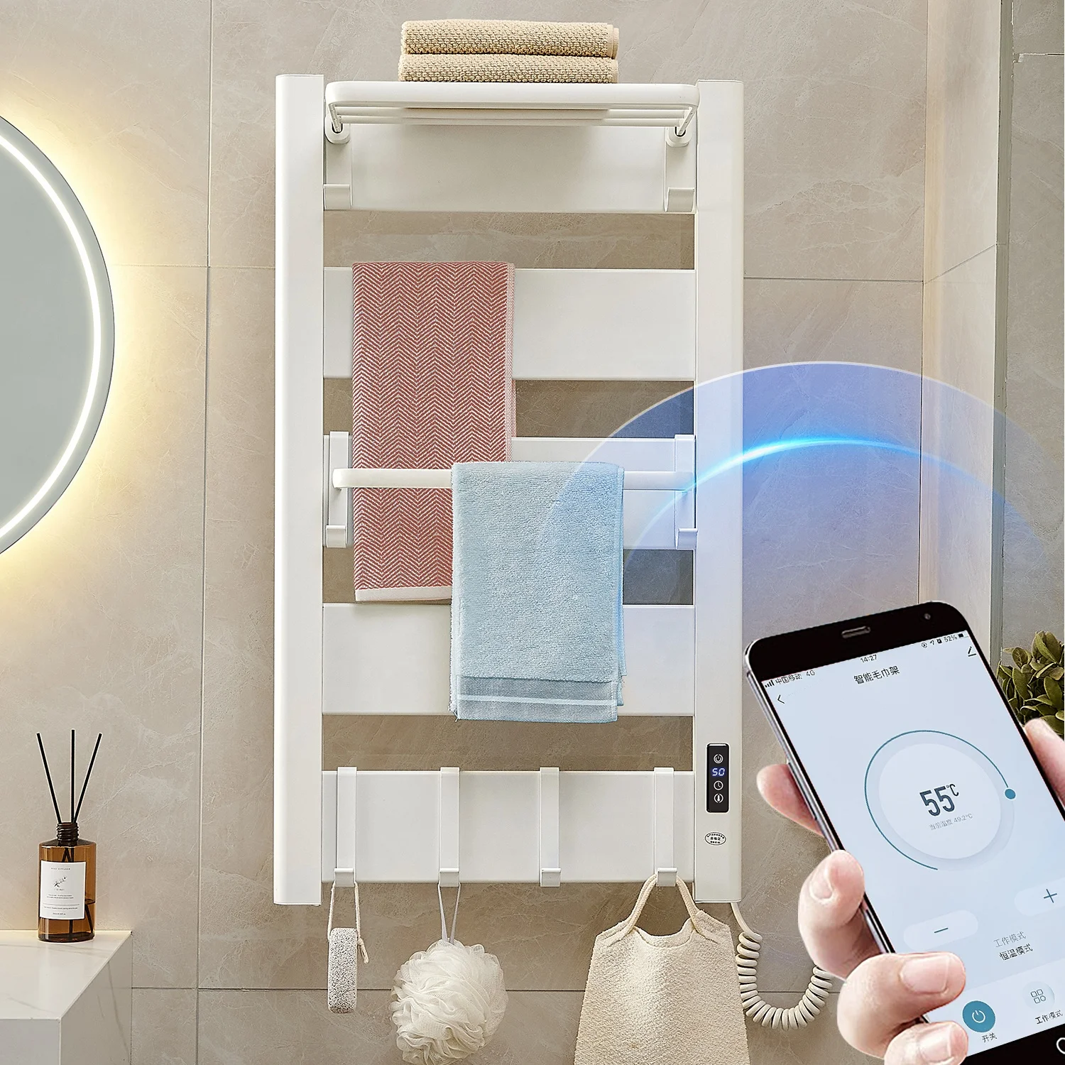 Hot Seller Intelligent Folding Bathroom Aluminum Alloy Carbon Fiber Electric Towel Rails Towel Dryer Electric Heated Towel Rack