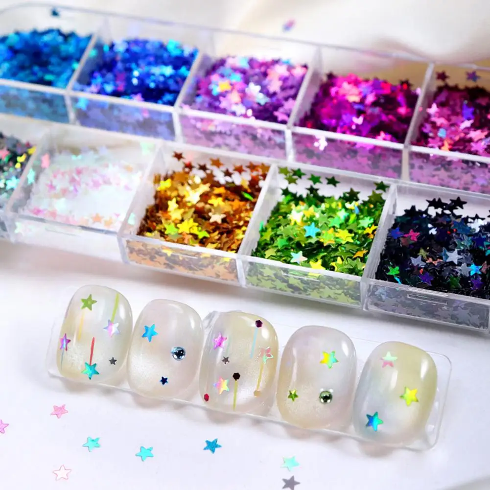 Nail Sequins Set Nail Glitter Set Star Nail Art Sequins Set 12 Grids Glitter Charms Diy Manicure Decoration for Design