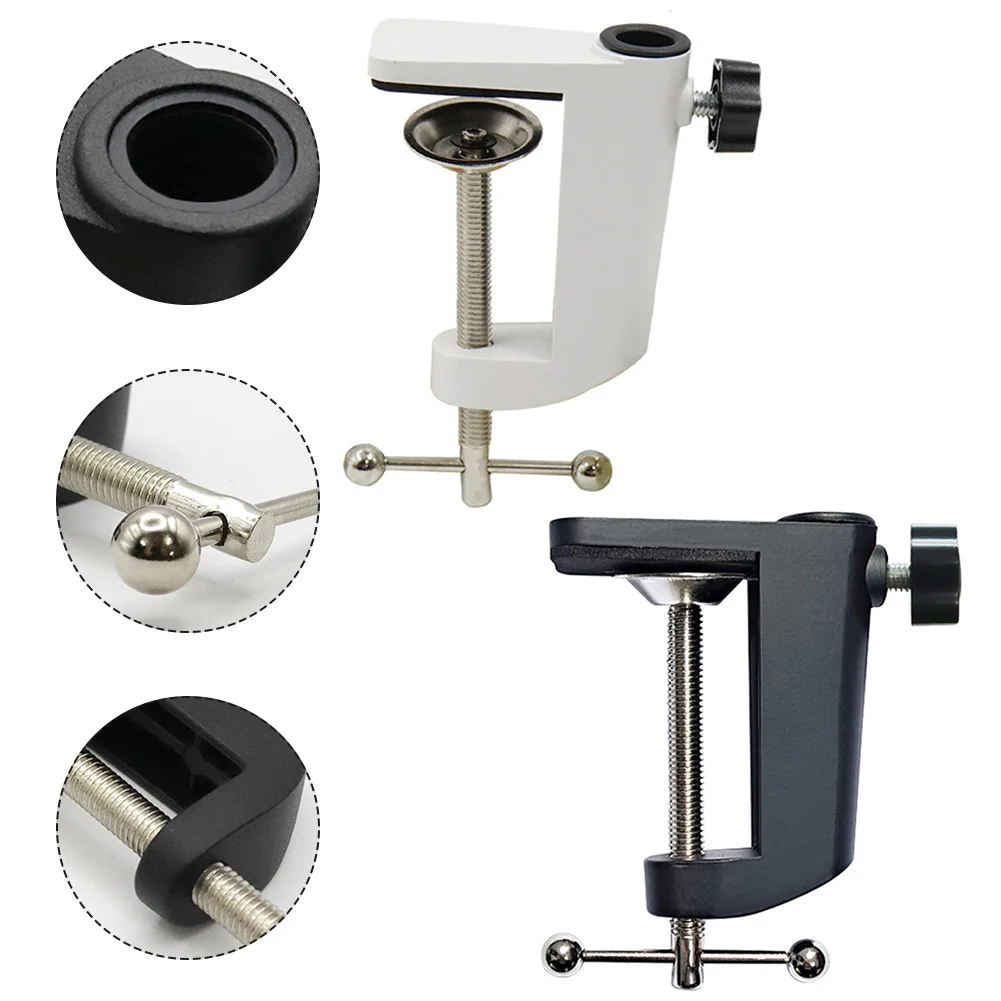 1 Pcs Aluminum Alloy C-Clamp Desk Mount, 360° Rotating Table Bracket With Sponge Pads For Lamp Microphone Stand