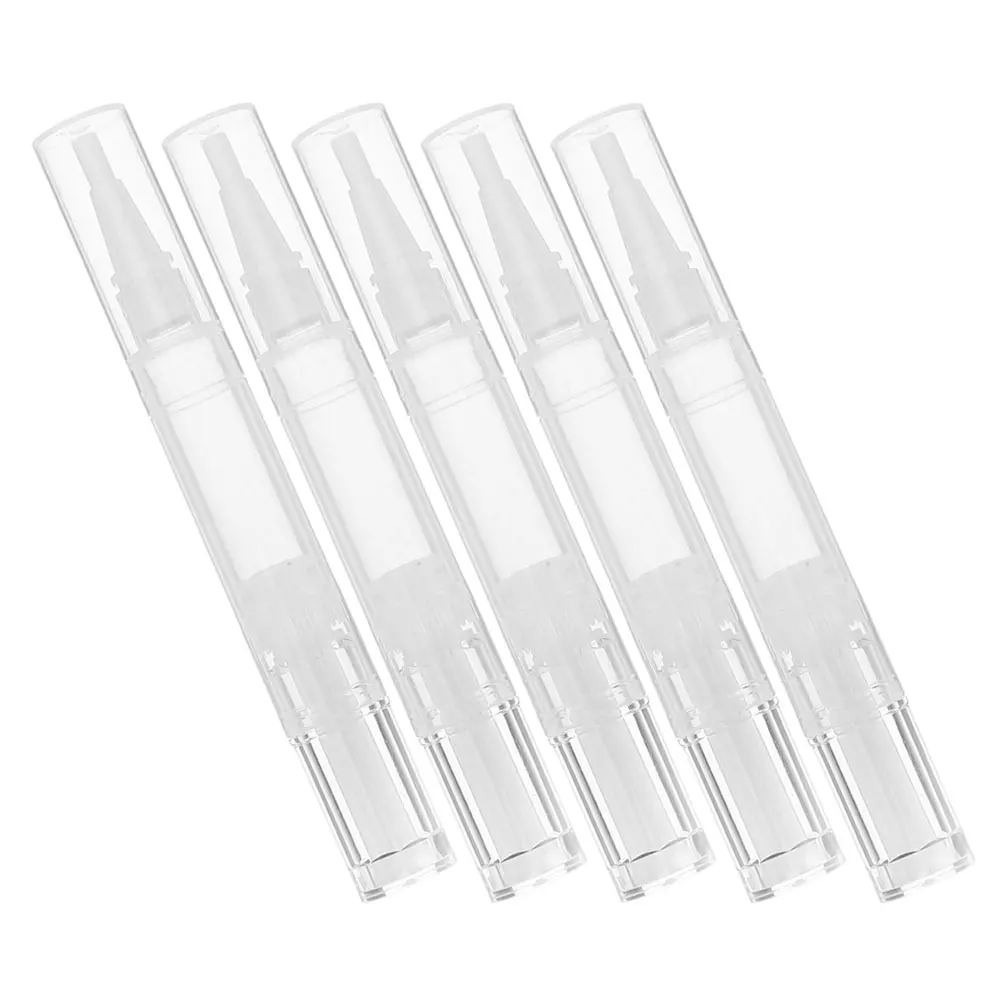 

5 Pcs Nail Polish Pen Lip Gloss Essential Oils Brush Cuticle Case Plastic Bottle Applicators