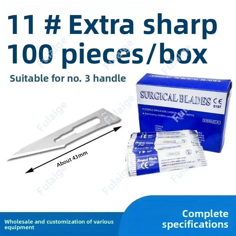 100 Pcs/BoxUniversal Sterile Disposable Scalpel Blades Medical Grade Carbon Steel Blades for Dental Surgical and Clinical Use