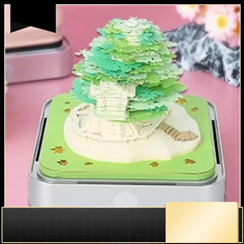 

Paper Sculpture Calendar 2024 Desk Calendar With Lights, 2024 Calendar Sakura Tree 3D Notepad Artopad Engraving