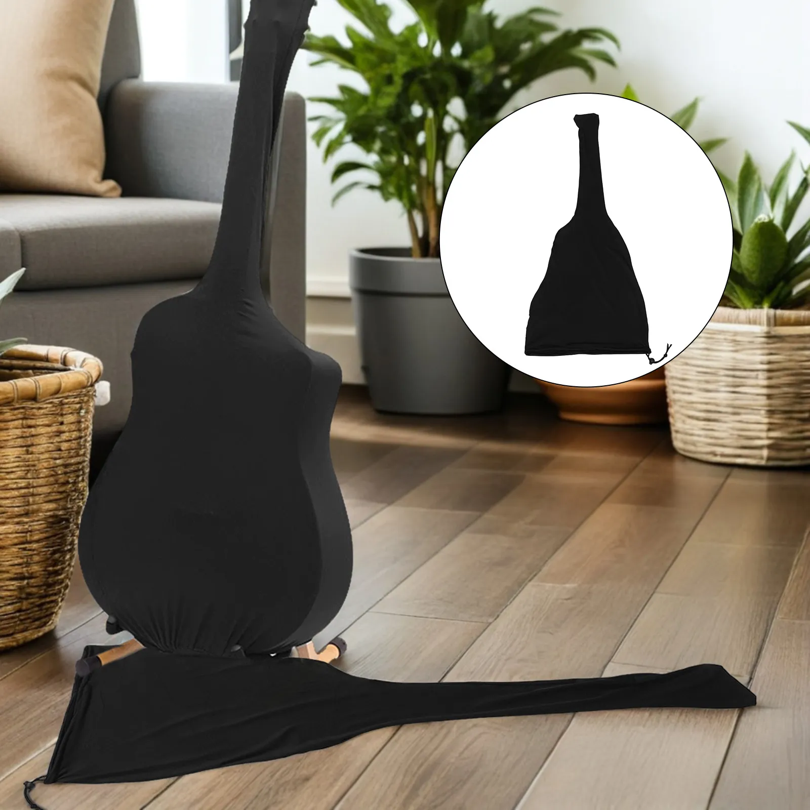 Black Universal Guitar Dust Cover for Acoustic & Classical – High-Density Fabric Travel Storage Bag