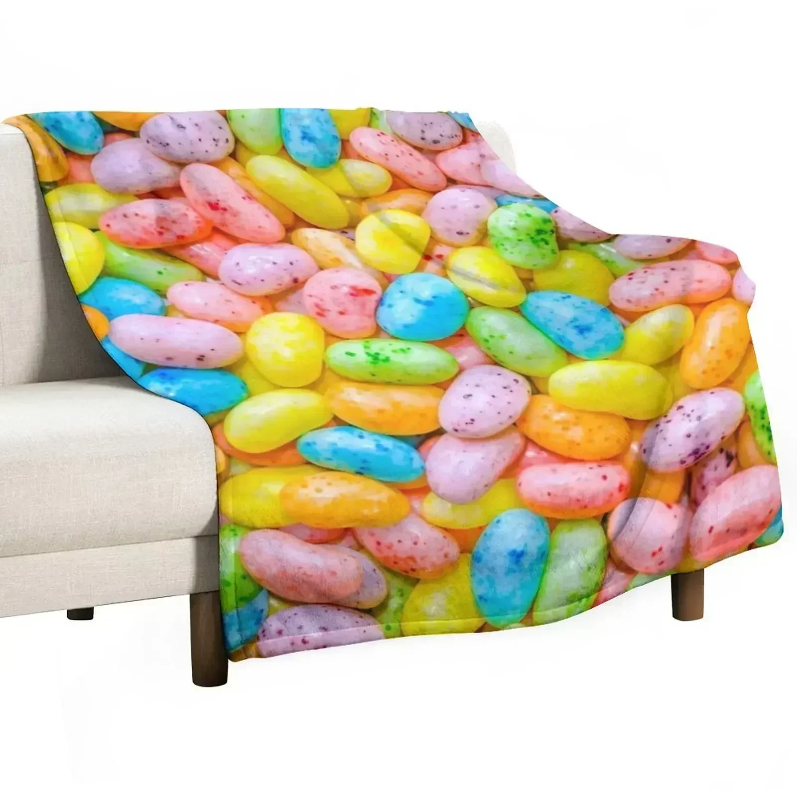 Light Pastel Speckled Jelly Bean Candies Photo Pattern Throw Blanket Summer Beddings Luxury Thins blankets and throws Blankets