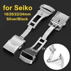 Watchdives Watch Clasp 18mm 20mm 22mm 24mm Silver Folding Safety Milled Clasp Replacement Stainless Steel Deployant Watch Buckle