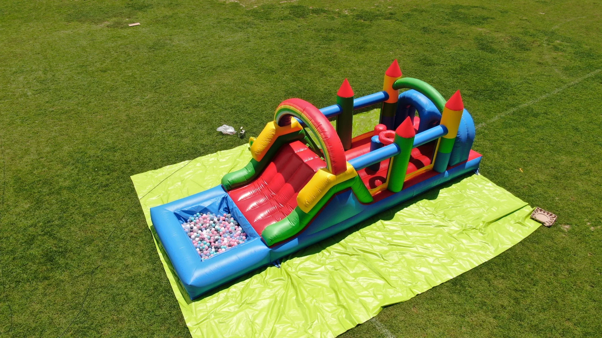 PVC inflatable Obstacle Course Pool for Children Jungle Gym Water Play Equipment With 1100W Air Blower