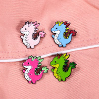 Cute Cartoon Green Pink Red Blue Dragon Hard Enamel Pins Brooches Wholesale