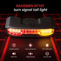 RAVEMEN Bike Turn Signals Rear Light Bicycle Wireless Taillight Horn NT101 Anti-Theft Vibration Alarm Auto On-Off Brake Sensor