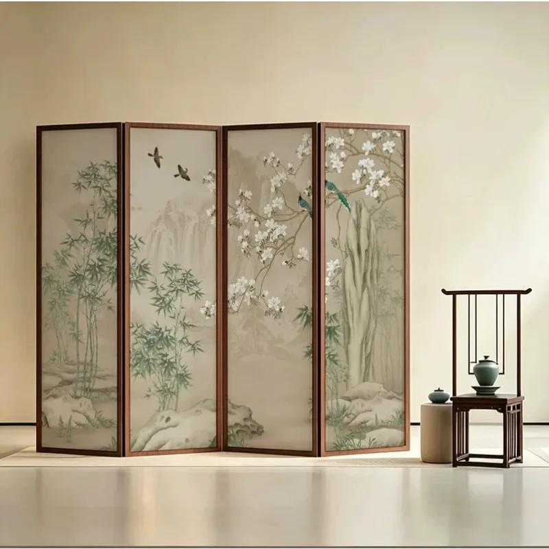 Song Dynasty aesthetics solid wood Zen folding screen household corner folding office aisle partition hotel bed and breakfast ba