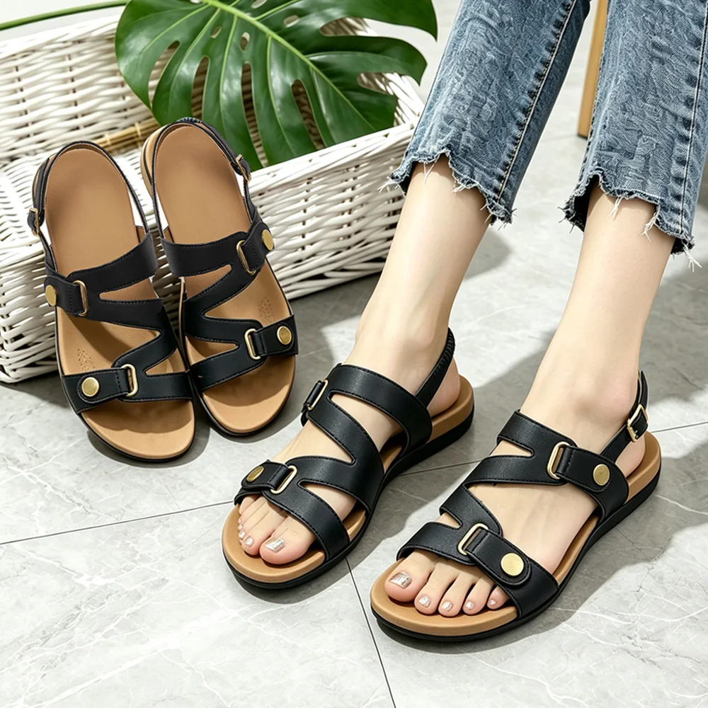 

Women Orthopedic Sandals Arch Support Comfortable Flat Adjustable Walking Summer Beach Sandals