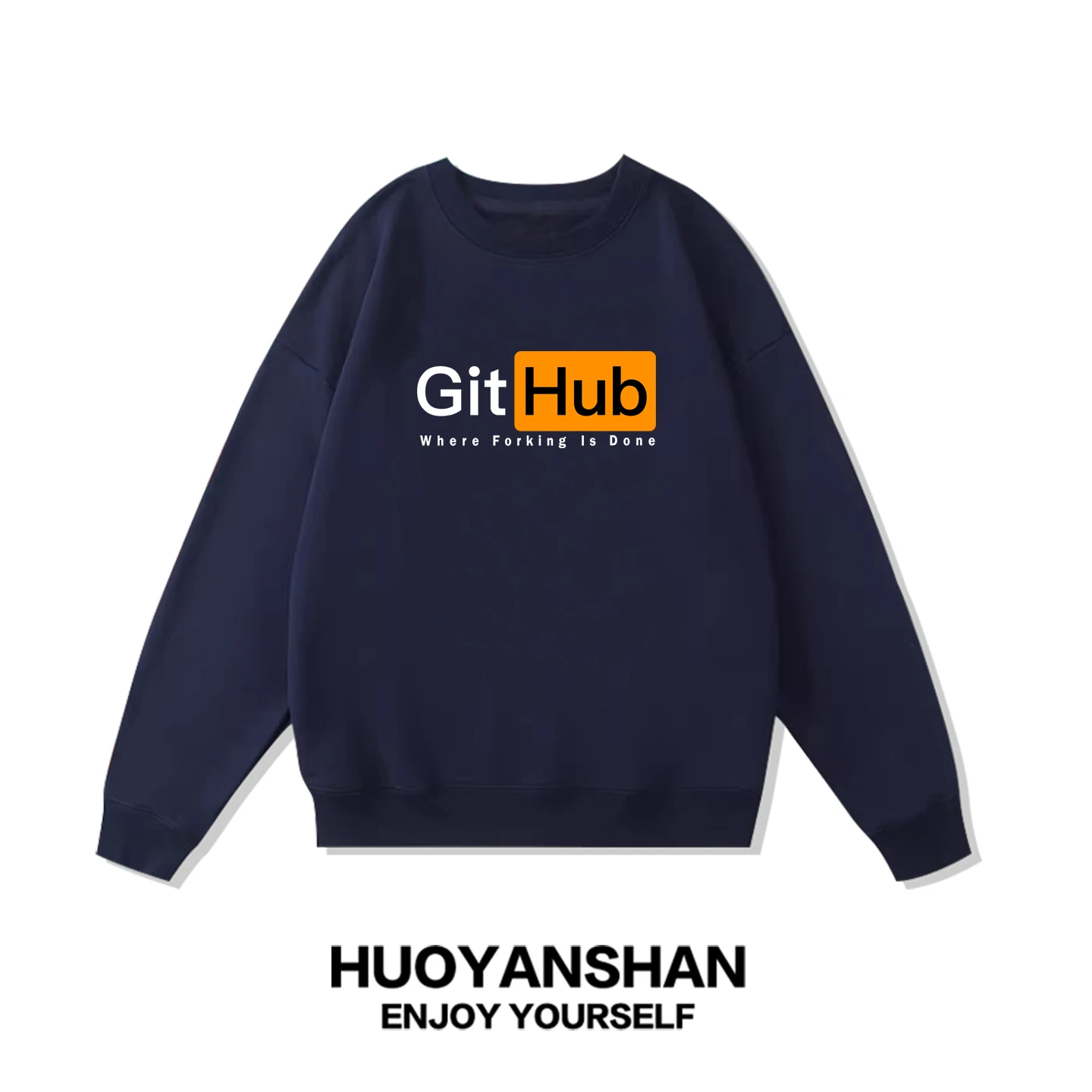 

ex round Ne Long Sve Sweatirt Github Pattern Loose Fit Autumn Winter Cotton Polyester Blend Men Women Couples Clothes