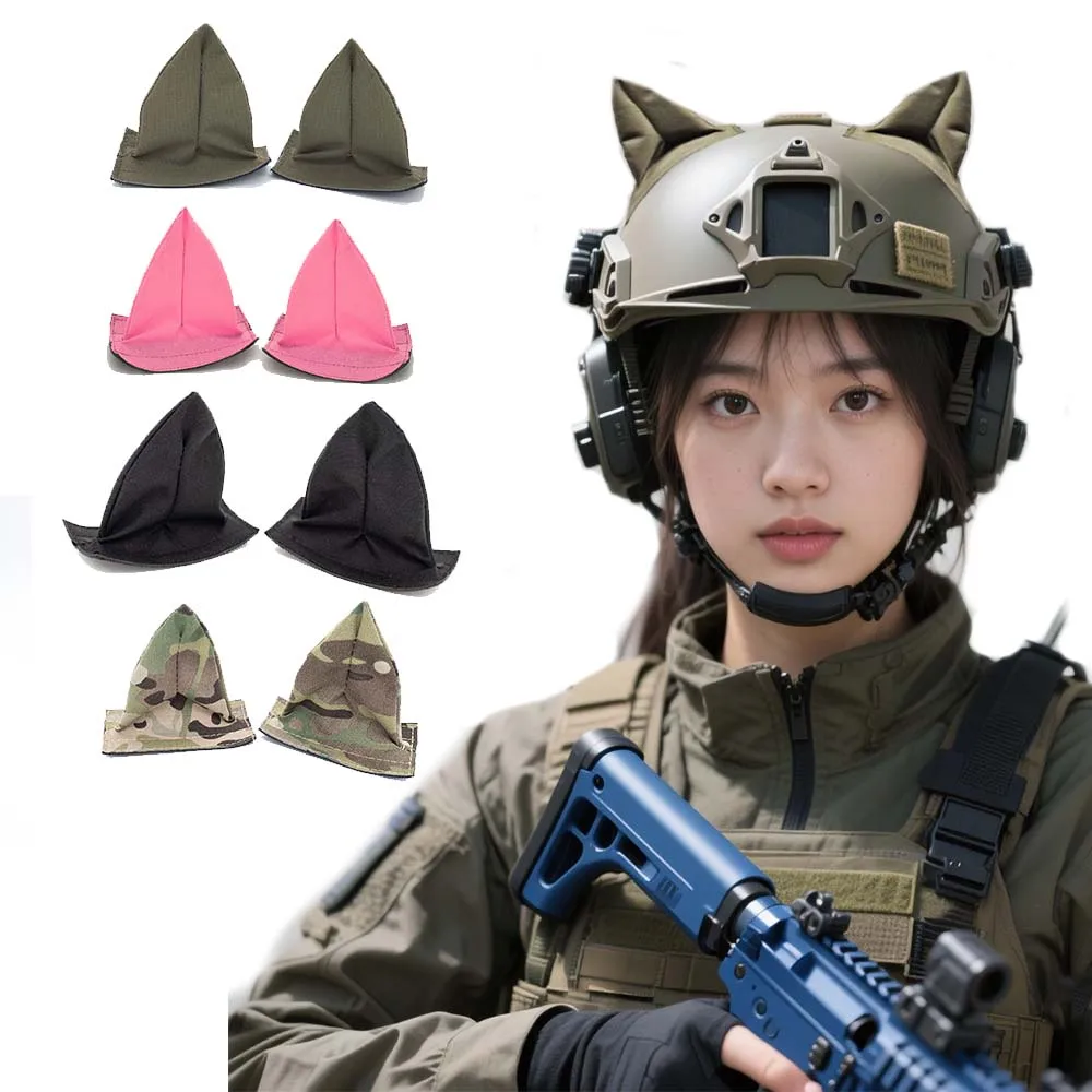 Image of Taktischer Helm mit Katzenohren, Tarnung, Militär, niedliches Helmzubehör, leicht, langlebig, für Fast MICH Airsoft CS Wargame Cosplay