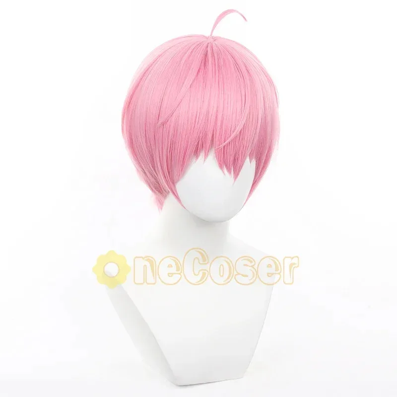 Li Tianchen-Peluca de Cosplay de Anime Link Click, pelo corto rosa, Li Tianxi, fibra resistente al calor, gorro de peluca para fiesta de Halloween para hombres