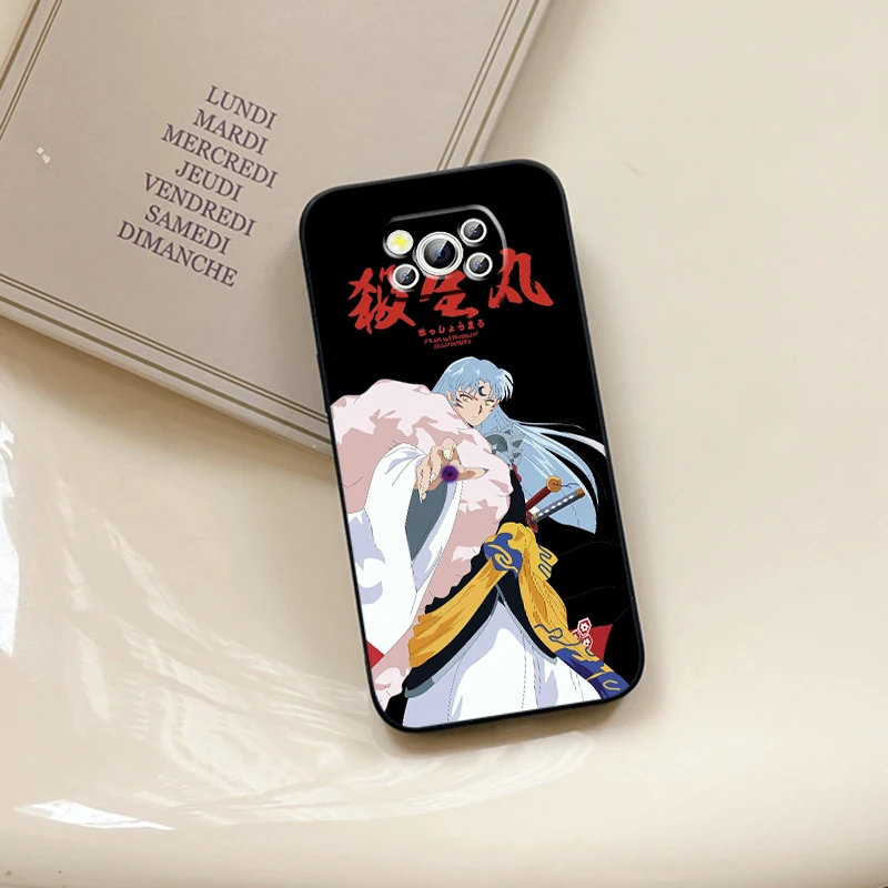 I-Inuyasha Anime Sesshoumaru For Xiaomi Mi Poco F5 F4 F3 X6 X5 X4 X3 M6 M5 M5S M4 M3 C65 Pro GT NFC 5G Black Funda Phone Case