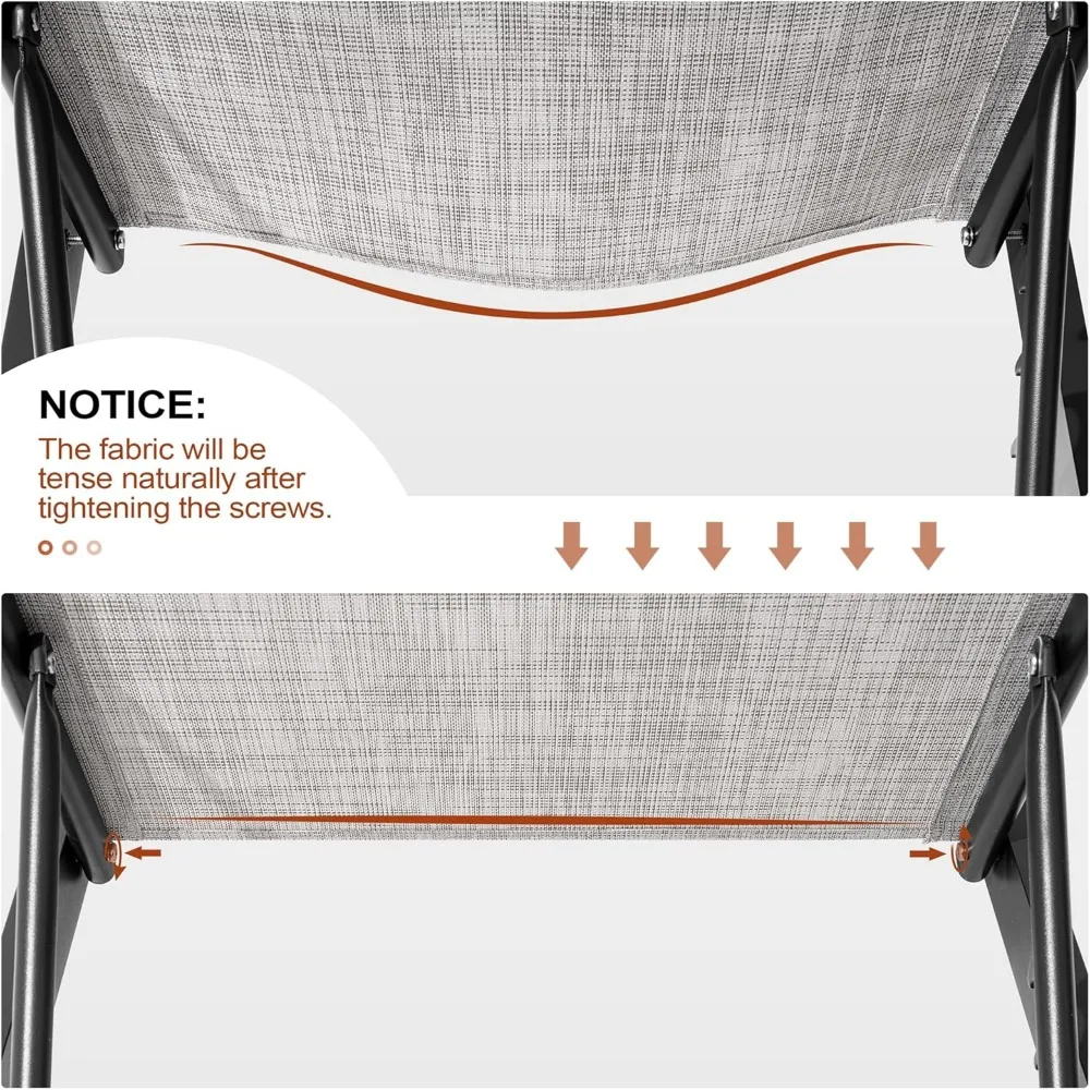 2PCS Chaise Lounge Chairs Outdoor with 1PC Side Table, Aluminum Patio Lounge Set, Adjustable Five-Position Recliner