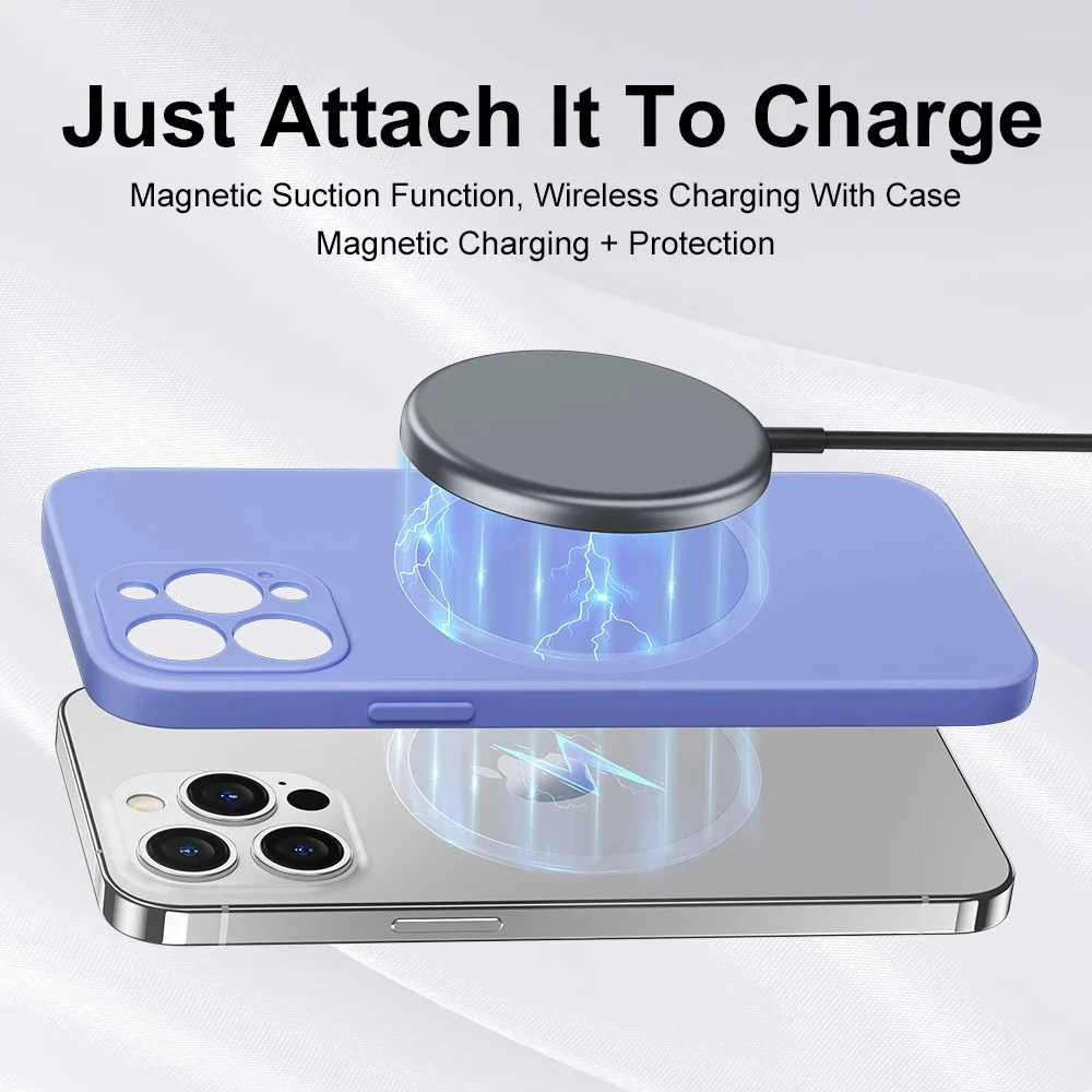 11Colors Magnetic Liquid Silicone Case For iPhone 16 Pro Max 7 8 Plus SE 2020 2022 Magsafe Wireless Charging Cover