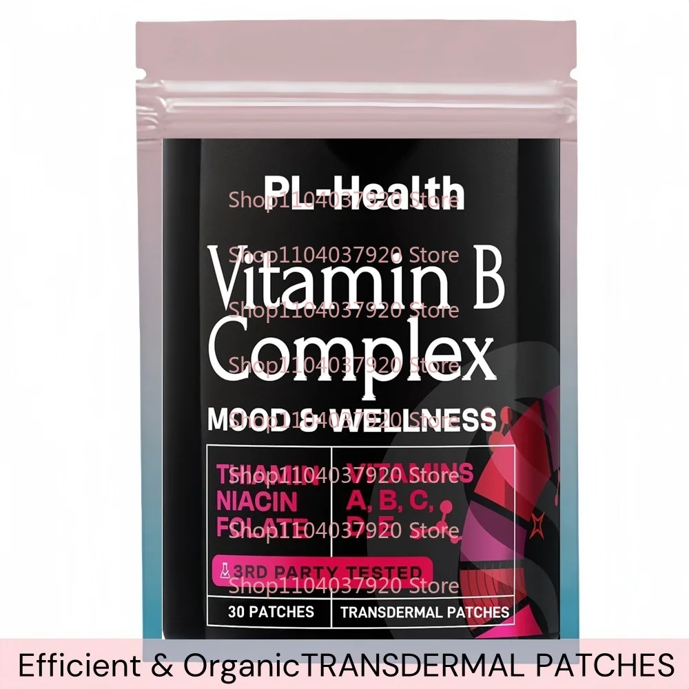 

Vitamin B Complex Transdermal Patches B Vitamins: B1 B2 B3 B5 B6 B7 B9 B12, Folic Acid, for Energy & Immune Support 30 Patches