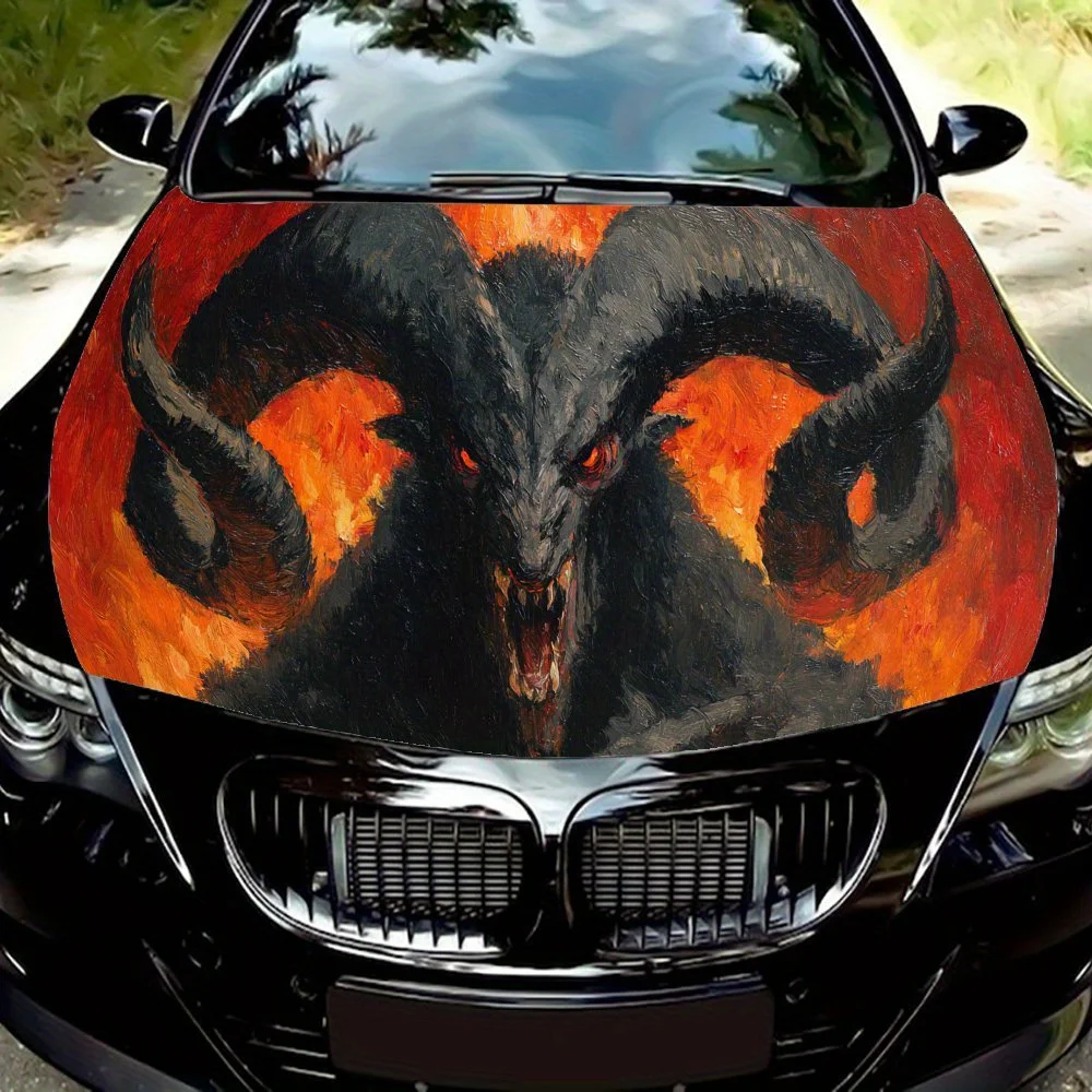 

Flame Giant - Horned Demon car hood stickers, waterproof self-adhesive, scratch resistant, easy to stick, durable car PVC sticke