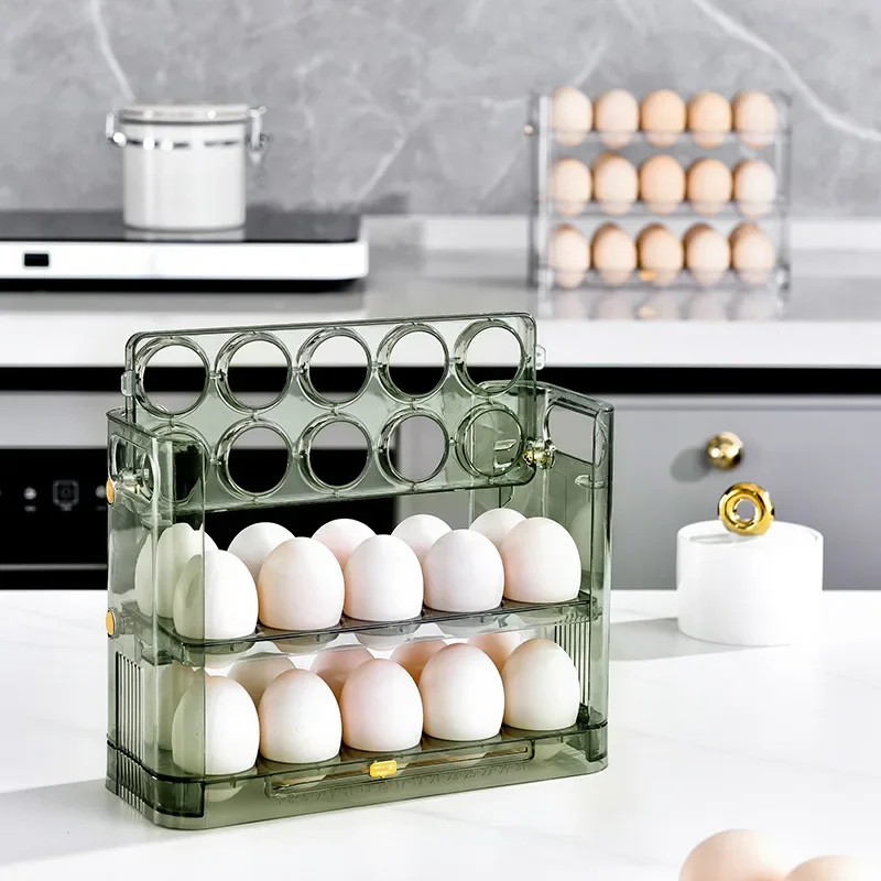 1PC Egg Refrigerator Storage Box Can Be Reversible Three Layers of 30 Egg Cartons Home Kitchen Egg Tray Multi-layer Egg Rack